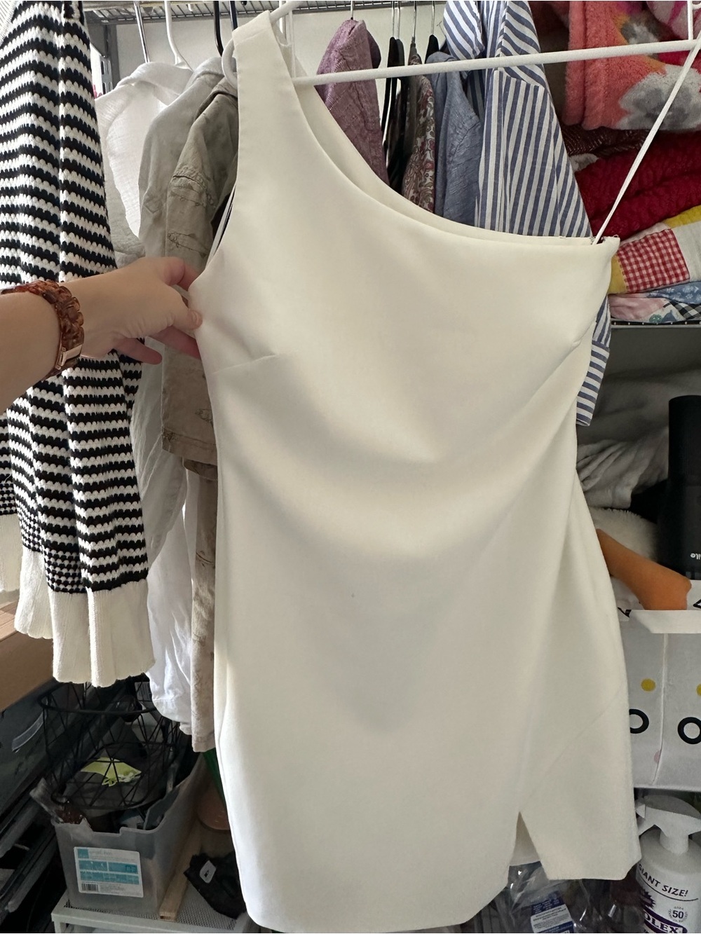 Likely One-Shoulder Cream Mini Dress